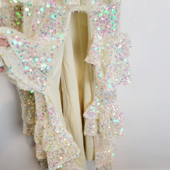 NWT TLC Say Yes Juniors All Over Sequin Tiered White Iridescent Dress - Picture 9 of 12